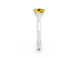 White gold Round Cut Yellow Sapphire Solitaire Engagement Ring with Cathedral Setting and Four-Prong Mount_38