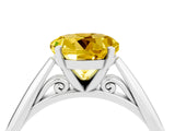 White gold Round Cut Yellow Sapphire Solitaire Engagement Ring with Cathedral Setting and Four-Prong Mount_40