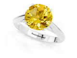 White gold Round Cut Yellow Sapphire Solitaire Engagement Ring with Cathedral Setting and Four-Prong Mount_91