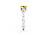 White gold Round Cut Yellow Sapphire Solitaire Engagement Ring with Celtic Knot Band and Four-Prong Setting_26