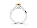 White gold Round Cut Yellow Sapphire Solitaire Engagement Ring with Celtic Knot Band and Four-Prong Setting_27