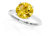 White gold Round Cut Yellow Sapphire Solitaire Engagement Ring with Classic Band and Four-Prong Setting_49