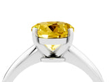 White gold Round Cut Yellow Sapphire Solitaire Engagement Ring with Classic Band and Four-Prong Setting_52