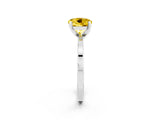 White gold Round Cut Yellow Sapphire Solitaire Engagement Ring with Classic Band and Four-Prong Setting_70