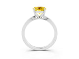 White gold Round Cut Yellow Sapphire Solitaire Engagement Ring with Classic Band and Four-Prong Setting_71