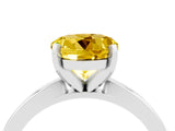 White gold Round Cut Yellow Sapphire Solitaire Engagement Ring with Classic Band and Four-Prong Setting_72