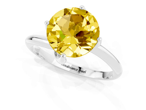 White gold Round Cut Yellow Sapphire Solitaire Engagement Ring with Four-Prong Setting and Classic Band_37