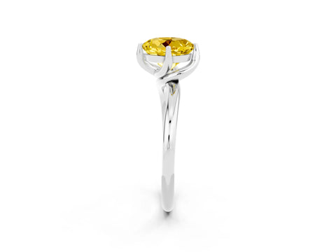White gold Round Cut Yellow Sapphire Solitaire Engagement Ring with Four-Prong Setting and Classic Band_38