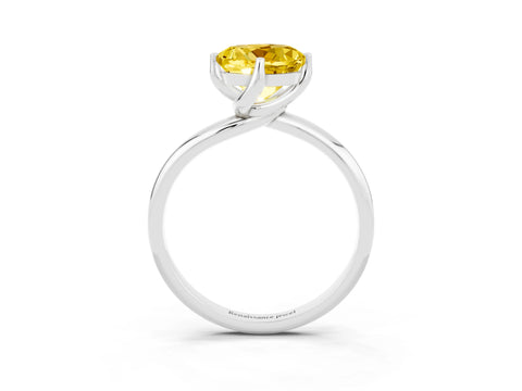White gold Round Cut Yellow Sapphire Solitaire Engagement Ring with Four-Prong Setting and Classic Band_39