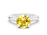 White gold Round Cut Yellow Sapphire Solitaire Engagement Ring with Round Band and Four-Prong Setting_24