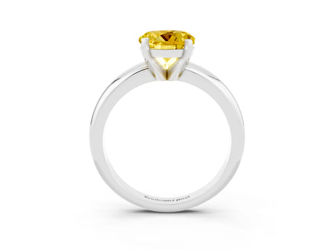 White gold Round Cut Yellow Sapphire Solitaire Engagement Ring with Round Band and Four-Prong Setting_27
