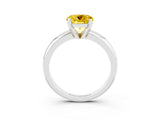 White gold Round Cut Yellow Sapphire Solitaire Engagement Ring with Round Band and Four-Prong Setting_27