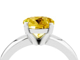 White gold Round Cut Yellow Sapphire Solitaire Engagement Ring with Round Band and Four-Prong Setting_28