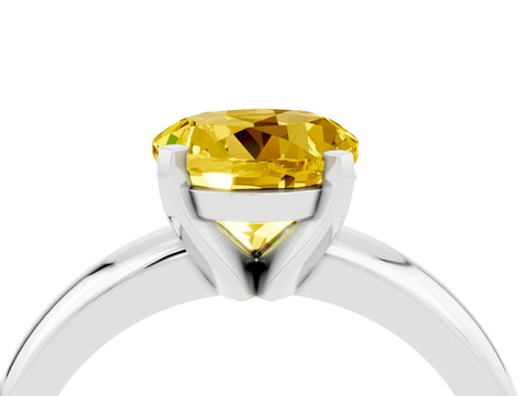 White gold Round Cut Yellow Sapphire Solitaire Engagement Ring with Round Band and Four-Prong Setting_28