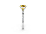 White gold Round Cut Yellow Sapphire Solitaire Pavé Band with Four-Prong Setting_26