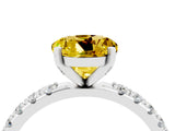 White gold Round Cut Yellow Sapphire Solitaire Pavé Band with Four-Prong Setting_28