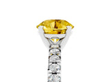 White gold Round Cut Yellow Sapphire Solitaire Pavé Engagement Ring with Round Band and Prong Setting_17