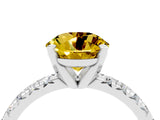 White gold Round Cut Yellow Sapphire Solitaire Pavé Engagement Ring with Round Band and Prong Setting_71
