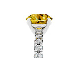 White gold Round Cut Yellow Sapphire Solitaire Pavé Engagement Ring with Round Band and Prong Setting_71
