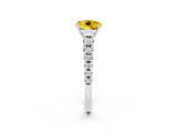 White gold Round Cut Yellow Sapphire Solitaire Ring with Cathedral Setting and Pavé Band_26