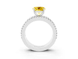 White gold Round Cut Yellow Sapphire Solitaire Ring with Pavé and Channel Set Band_27
