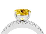 White gold Round Cut Yellow Sapphire Solitaire Ring with Pavé and Channel Set Band_28
