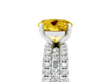 White gold Round Cut Yellow Sapphire Solitaire Ring with Pavé and Channel Set Band_29