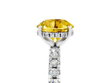 White gold Round Cut Yellow Sapphire Solitaire Ring with Round  Pavé Band and Four-Prong Setting_53