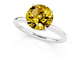 White gold Round Cut Yellow Sapphire Solitaire Ring with Thin Band and Four-Prong Setting_37