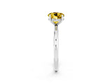 White gold Round Cut Yellow Sapphire Solitaire Ring with Thin Band and Four-Prong Setting_38