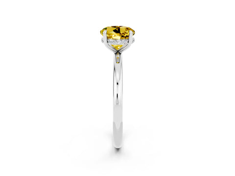 White gold Round Cut Yellow Sapphire Solitaire Ring with Thin Band and Four-Prong Setting_38