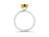 White gold Round Cut Yellow Sapphire Solitaire Ring with Thin Band and Four-Prong Setting_39