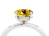 White gold Round Cut Yellow Sapphire Solitaire Ring with Thin Band and Four-Prong Setting_40