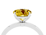 White gold Round Cut Yellow Sapphire Solitaire Ring with Thin Band and Prong Setting_16
