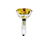 White gold Round Cut Yellow Sapphire Solitaire Ring with Thin Band and Prong Setting_17