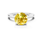 White gold Round Cut Yellow Sapphire Solitaire Ring with Thin Band and Prong Setting_36