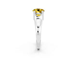 White gold Round Cut Yellow Sapphire Solitaire Ring with Wide Band and Prong Setting_26