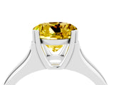 White gold Round Cut Yellow Sapphire Solitaire Ring with Wide Band and Prong Setting_28