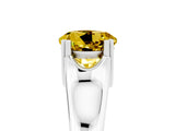 White gold Round Cut Yellow Sapphire Solitaire Ring with Wide Band and Prong Setting_29