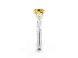 White gold Round Cut Yellow Sapphire Solitaire Twist Band Prong Setting Ring_86