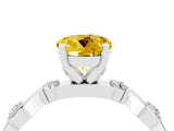 White gold Round Cut Yellow Sapphire Solitaire Twisted Band with Round  Accents and Prong Setting_16
