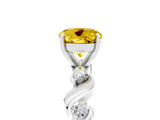White gold Round Cut Yellow Sapphire Solitaire Twisted Band with Round  Accents and Prong Setting_17