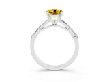 White gold Round Cut Yellow Sapphire Solitaire with Side Baguettes and Channel Set Band_27