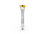 White gold Round Cut Yellow Sapphire Split Shank Engagement Ring with Pavé Band_26
