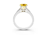 White gold Round Cut Yellow Sapphire Split Shank Engagement Ring with Pavé Band_27