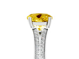 White gold Round Cut Yellow Sapphire Split Shank Engagement Ring with Pavé Band_29