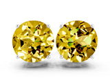 White gold Round Cut Yellow Sapphire Stud Earrings_18
