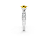 White gold Round Cut Yellow Sapphire Three-Stone Ring with Pavé Split Shank and Four-Prong Setting_38