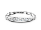 10K White Gold Round Diamond Bar Set Eternity Band with Filigree Design