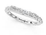 10K White Gold Round Diamond Bar Set Eternity Band with Filigree Design